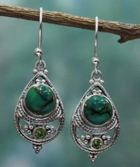 Boucles d'oreilles ethniques indienne verte