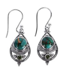 Boucles d'oreilles indien bohème vert